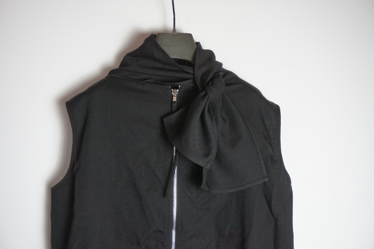 美品 19AW RICK OWENS リックオウエンス ウール ジャンプスーツ ノースリーブ ツナギ オールインワン サロペット RP19F5526-WT黒1226N▲_画像4