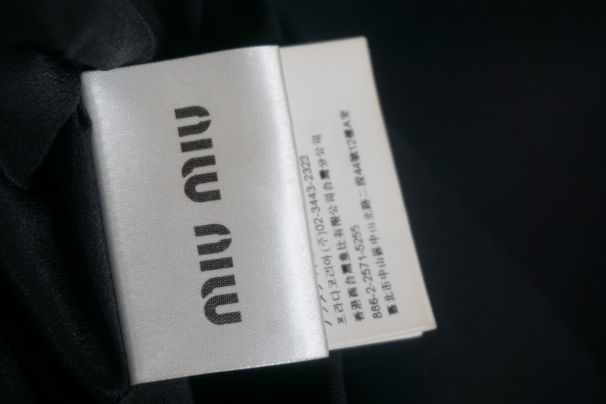 新品 正規 MIU MIU ミュウミュウ CADY DRESS キャディドレス ワンピース シャツ フリル 半袖 40黒 MF2353 4KT 本物1226N▲_画像8