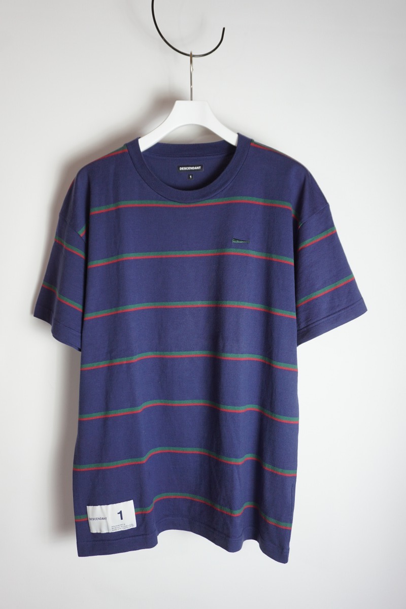 美品 21SS Descendant ディセンダント BORDER CREW NECK SS ボーダー クルーネック Tシャツ 半袖 カットソー 211ATDS-CSM11 紺1本物326O▲_画像1