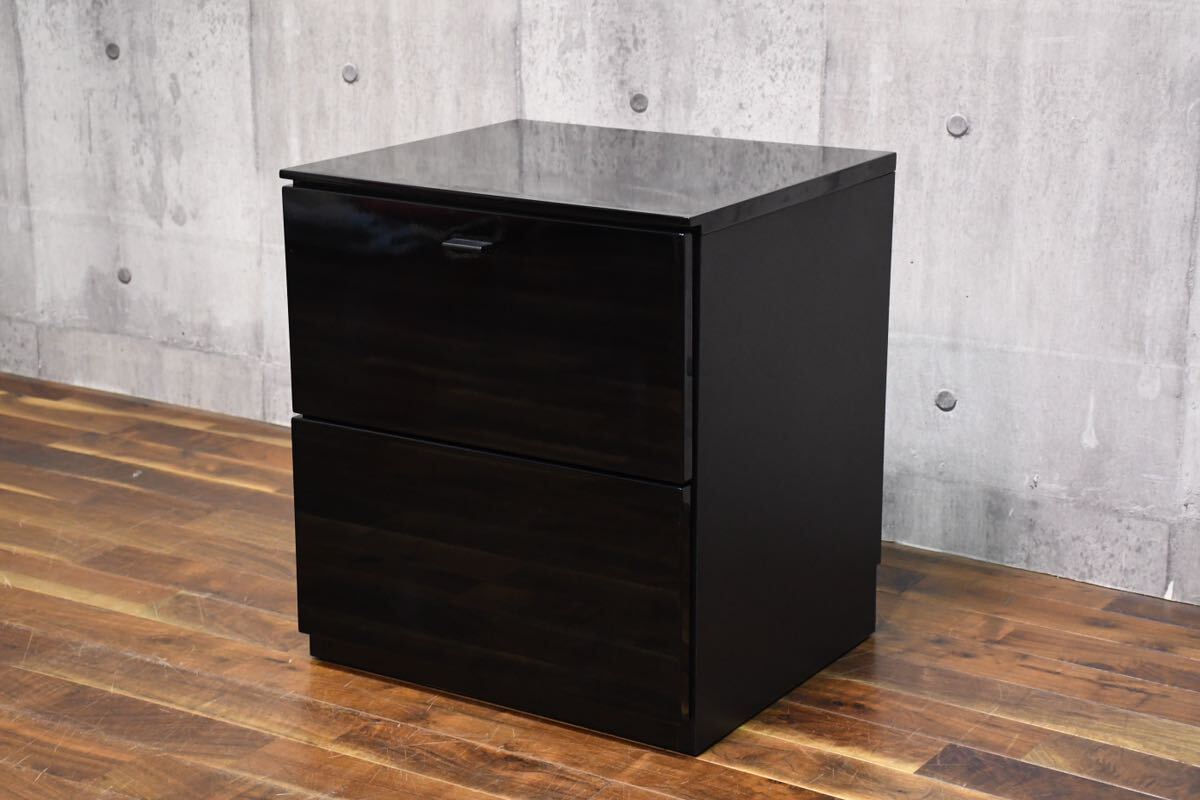 DBC107 exhibition goods IDC large . furniture Morita interior MMma Kia 50 drawing out specular black 2 step side chest modern side table drawer ..