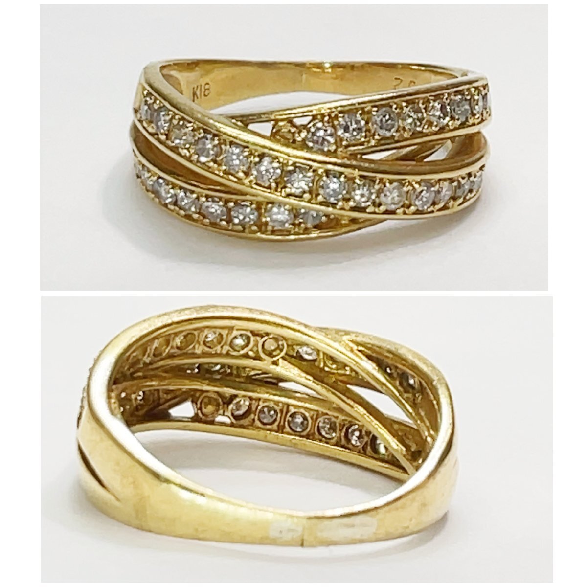 美品 K18 ダイヤモンド リング 約12号 約4.9g 指輪 GOLD ゴールド 18金 750 18K ダイヤ 貴金属 刻印 レディース アクセサリー エタニティの画像4