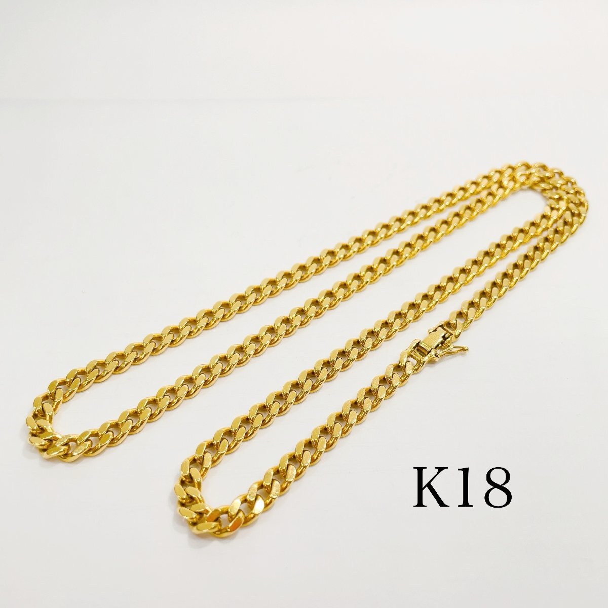 美品 K18 喜平 2面 カット ネックレス 約55cm 約48.7g チェーン GOLD ゴールド 18金 750 18K 貴金属 刻印 メンズ アクセサリーの画像1