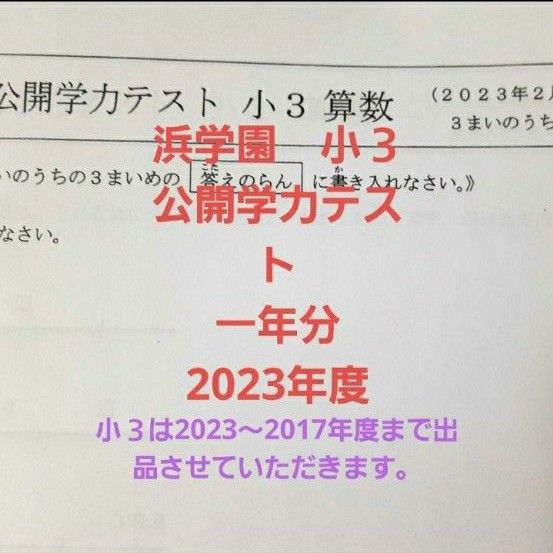 浜学園　小３　公開学力テスト　2023年度　国語算数　一年分 未記入