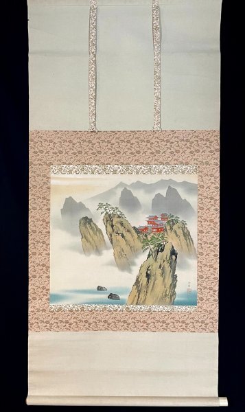 [ genuine work ] Kato sphere .[.. mountain ] hanging scroll landscape silk book@ Japanese picture Japan fine art Japan animal picture association ...: sphere .. stone H022920N