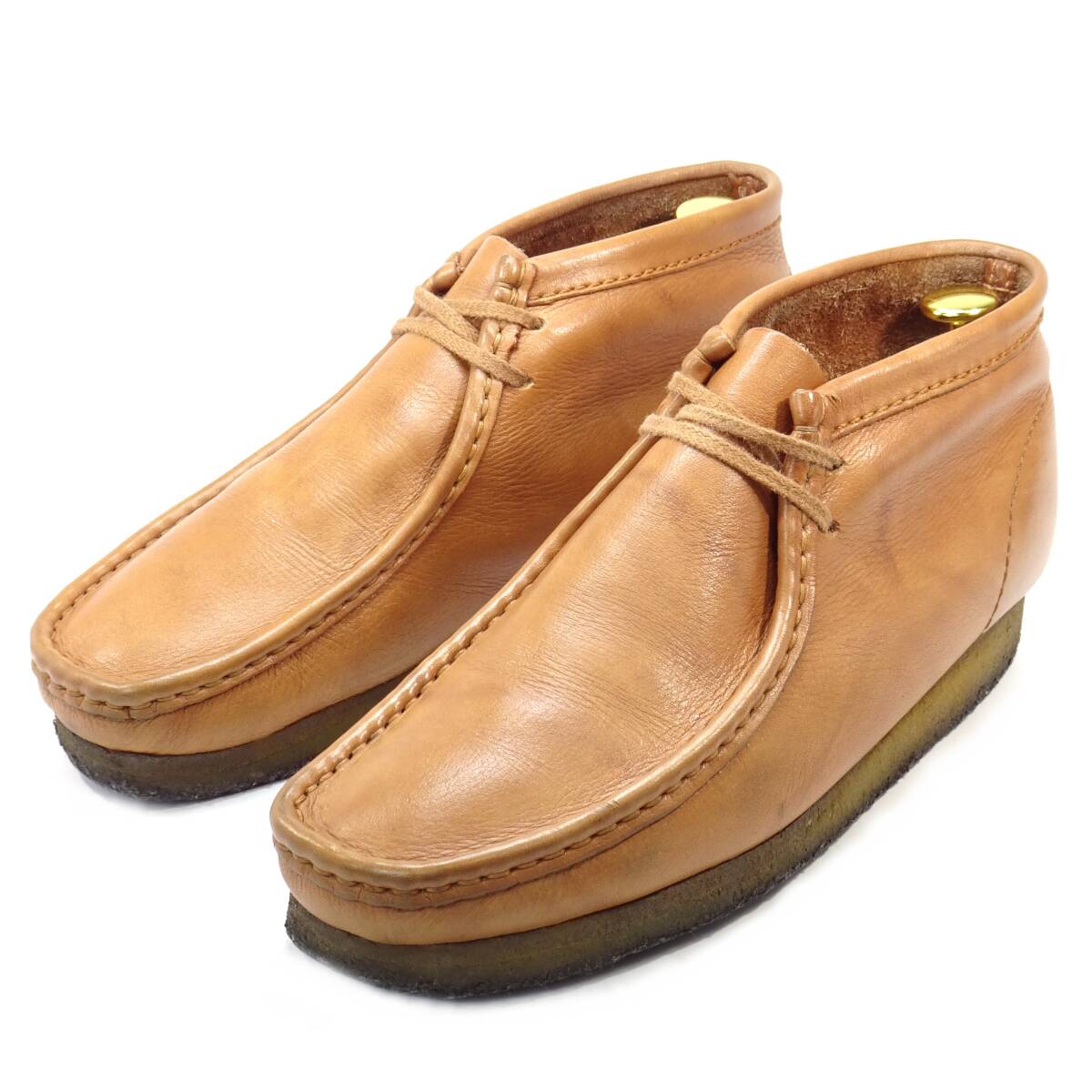 即決 Clarks Wallabees UK 7 ワラビーブーツ クラークス メンズ 茶 ブラウン 本革 モカシン 本皮 カジュアル 革靴 クレープソール 紳士靴_画像1