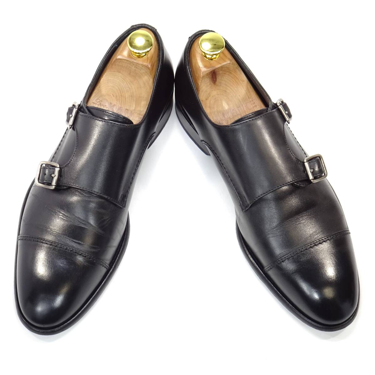 即決 イタリア製 HILTON 40 ダブルモンクストラップ ヒルトン メンズ 黒 ブラック 本革 ビジネス 本皮 ドレスシューズ 革靴 通勤 紳士靴_画像1