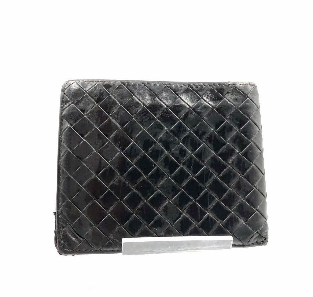 Bottega Veneta ボッテガヴェネタ イントレチャート 二つ折り財布 カーフスキン レザー イタリア製 ブラック タグありの画像2
