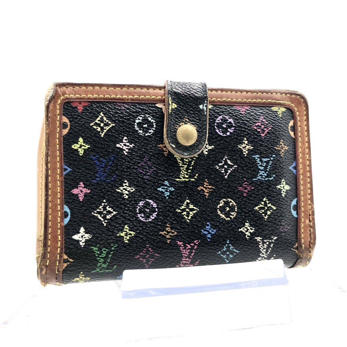 LOUIS VUITTON ルイヴィトン　モノグラムマルチカラー　ノワール　ポルトフォイユ　ヴィエノワ　がま口折り財布　PVC×レザー フランス製