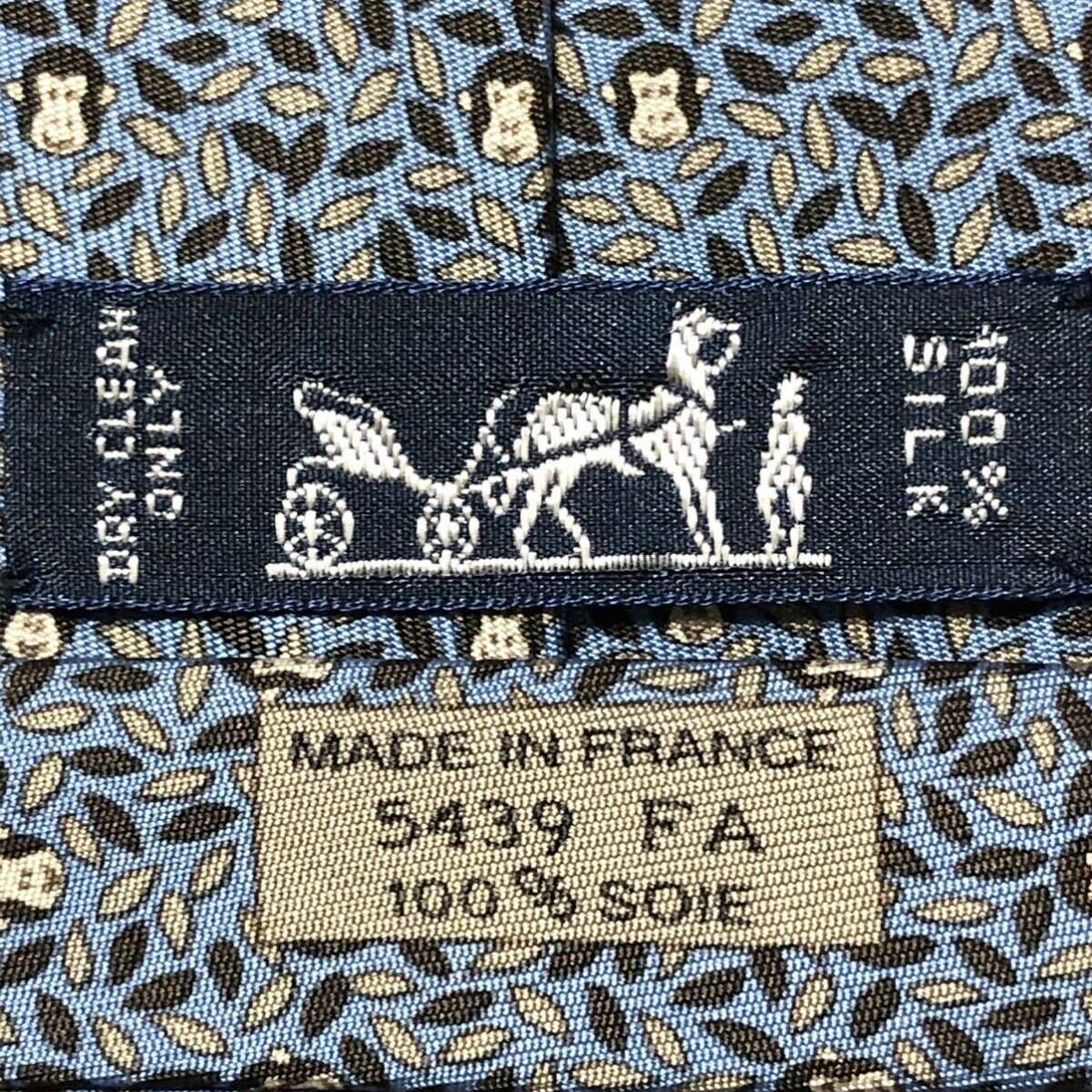 # прекрасный товар #HERMES Hermes галстук лист .. обезьяна . Monkey общий рисунок шелк 100% Франция производства оттенок голубого бизнес 