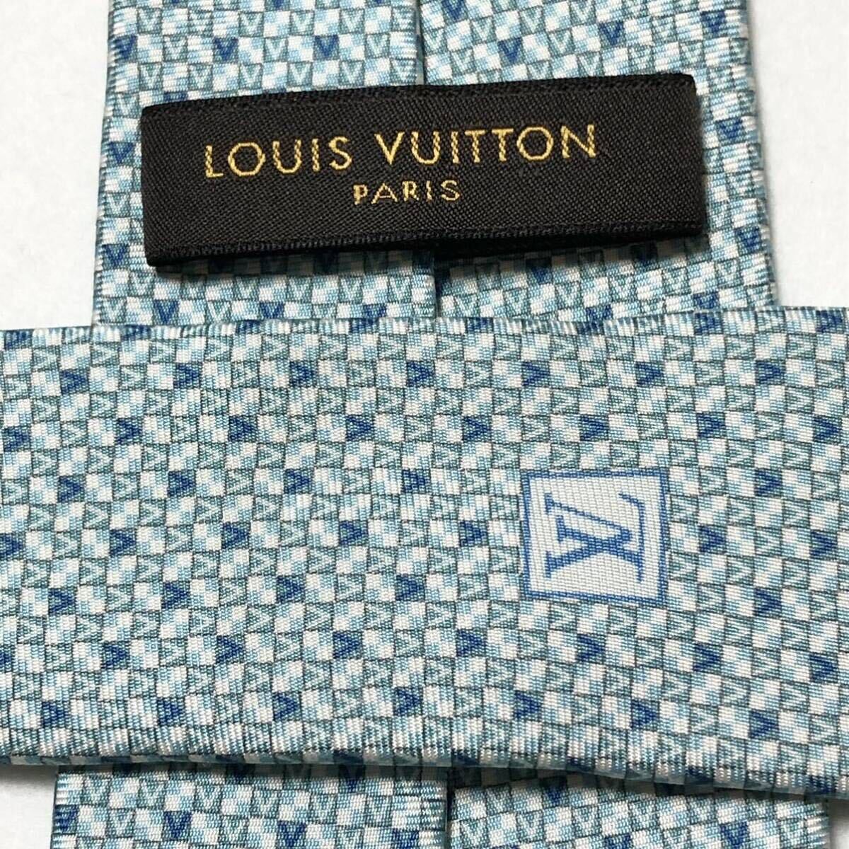 美品 LOUIS VUITTON ルイヴィトン ネクタイ ダミエ×Vマーク 格子 美品 LOUIS VUITTON ルイヴィトン ネクタイ ダミエ×Vマーク 格子