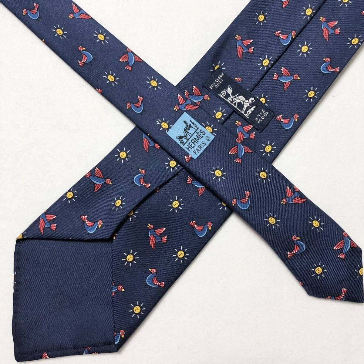 HERMES エルメス ネクタイ 太陽と鳥 シルク100% フランス製 HERMES エルメス ネクタイ 太陽と鳥 シルク100% フランス製