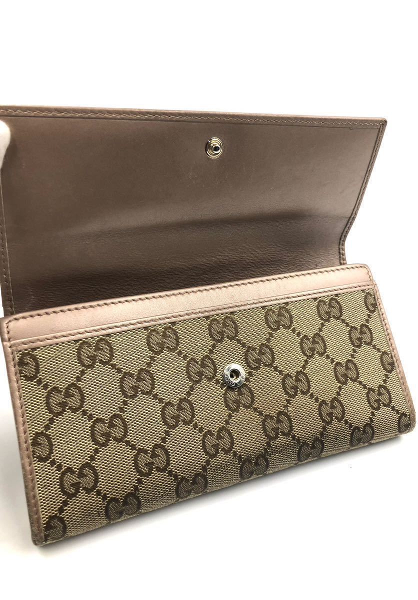 GUCCI グッチ　GGキャンバス×レザー 長財布　ハートシェイプインターロッキングG ベージュ　イタリア製　刻印あり