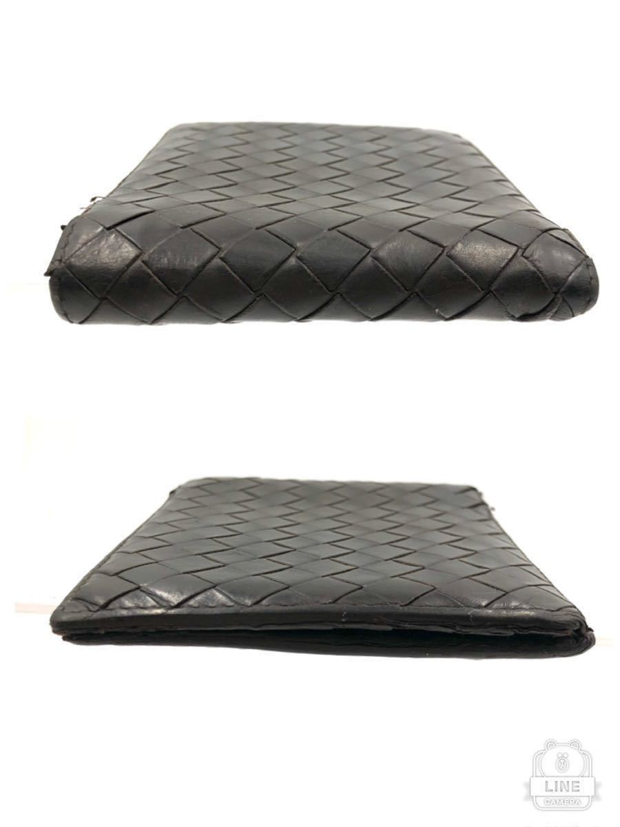 Bottega Veneta ボッテガヴェネタ イントレチャート 二つ折り財布 カーフスキン レザー イタリア製 ブラック タグありの画像4
