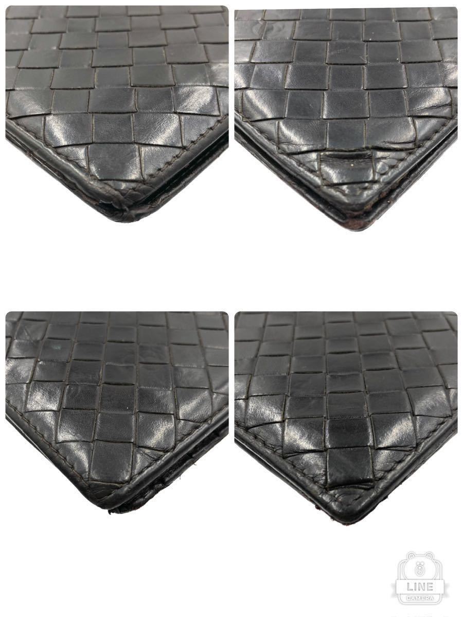Bottega Veneta ボッテガヴェネタ イントレチャート 二つ折り財布 カーフスキン レザー イタリア製 ブラック タグありの画像6