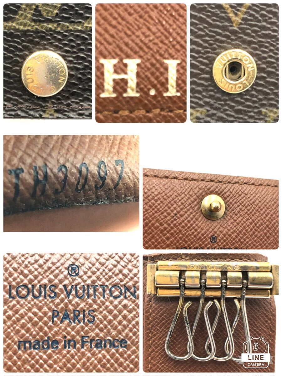 LOUIS VUITTON Louis Vuitton monogram myurutikre4 key case 4 ream France made stamp equipped Brown Gold metal fittings 