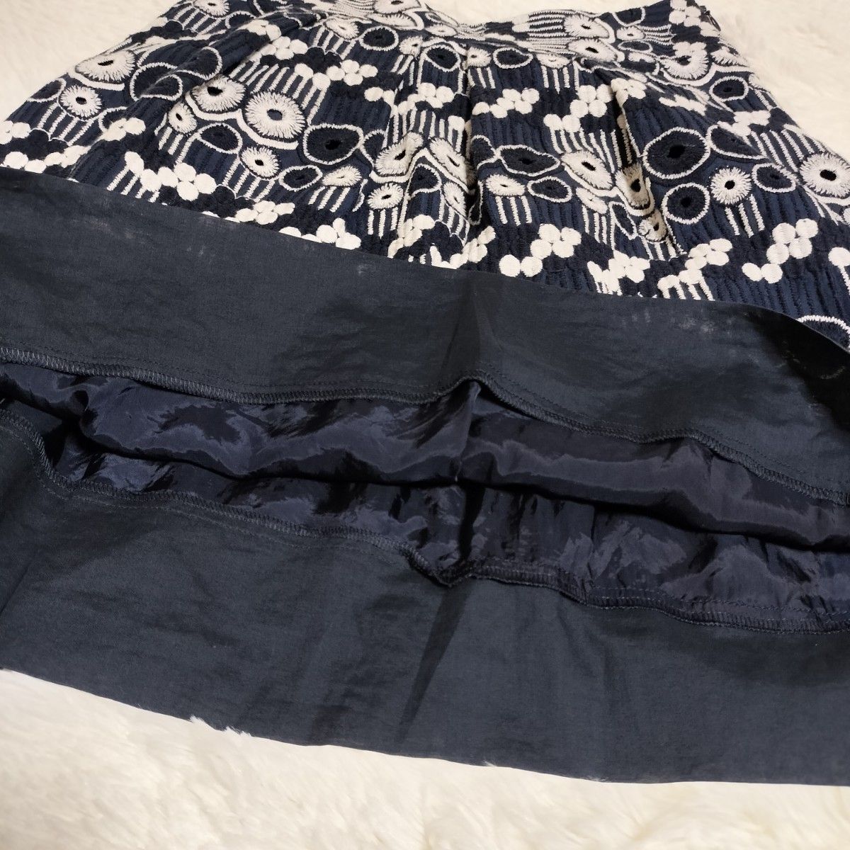 【値下げ交渉歓迎】 エムズグレイシー コットン100％ 刺繍スカート Lサイズ