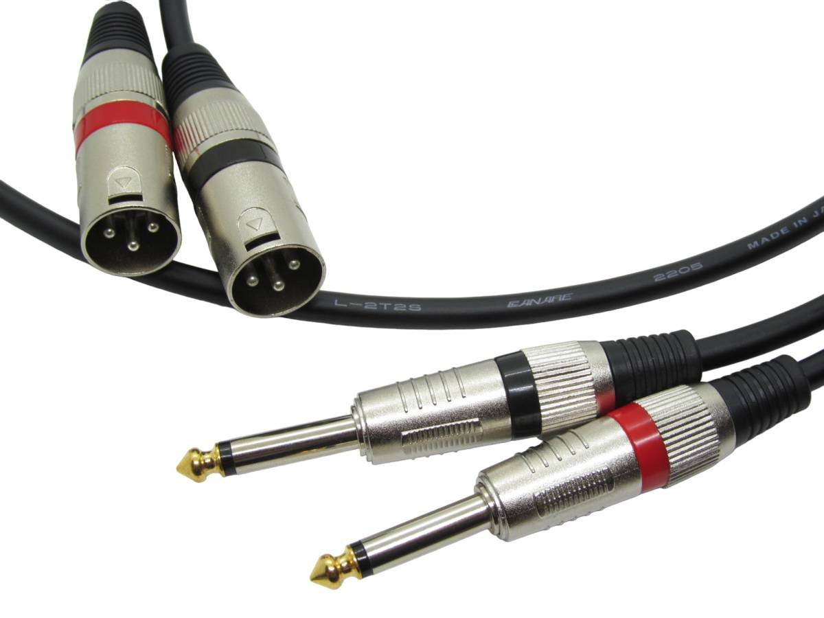 XLR( мужской )-TS фоно кабель 2 шт 1 комплект 1.0m | кабель :CANARE Canare L-2T2S | штекер : generic