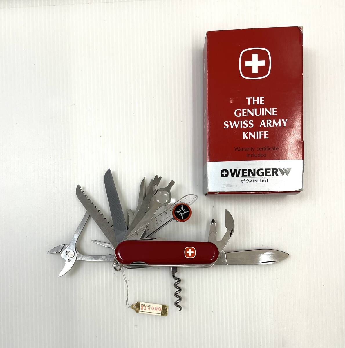 A#6052 Wenger ウェンガー the genuine swiss army knife ツールナイフ 十徳ナイフ アウトドア 缶切り レッド×シルバー系 現状品の画像1