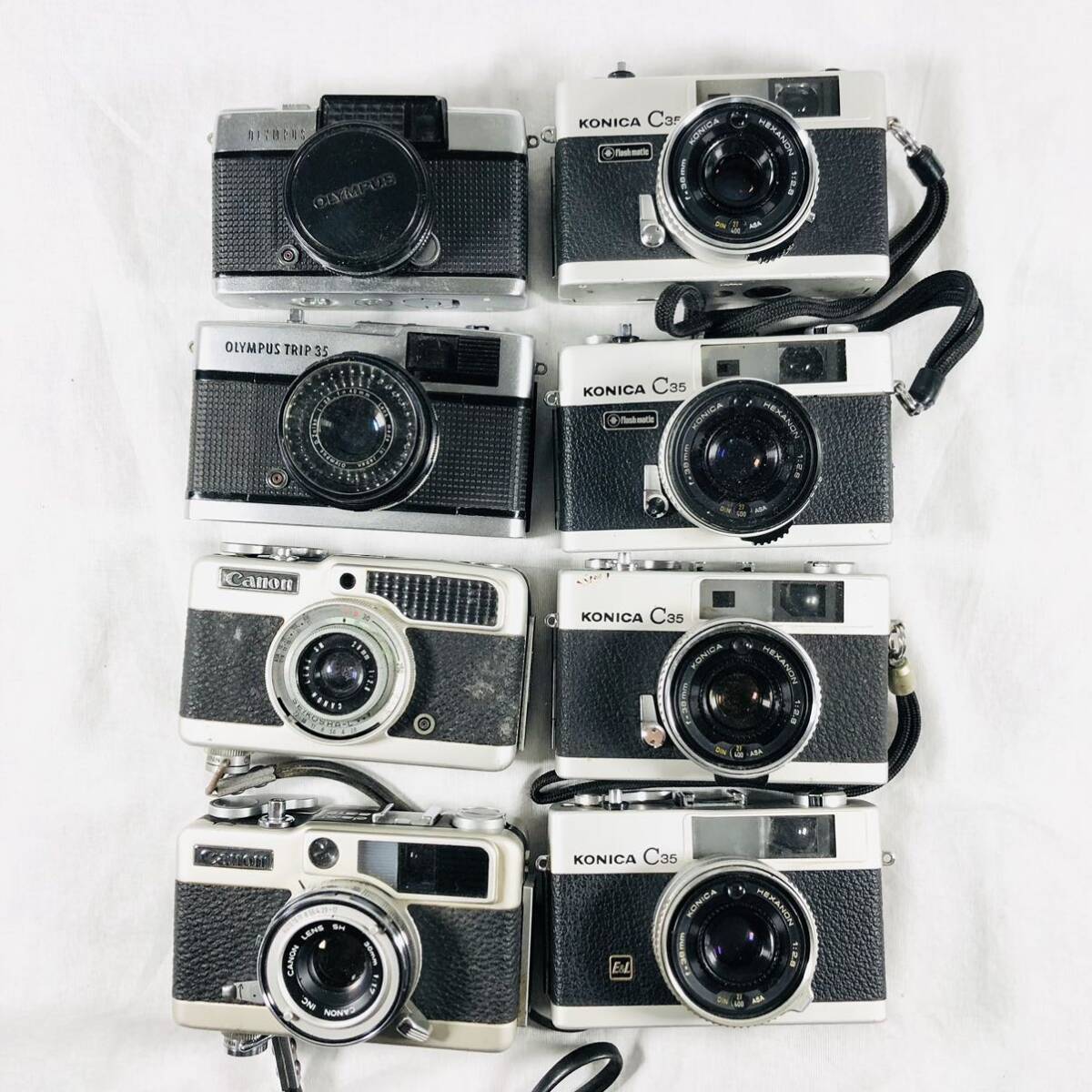 １円スタート　フィルムカメラ　8個まとめ売り　動作未確認　CANON OLYMPUS KONICA 金属カメラ