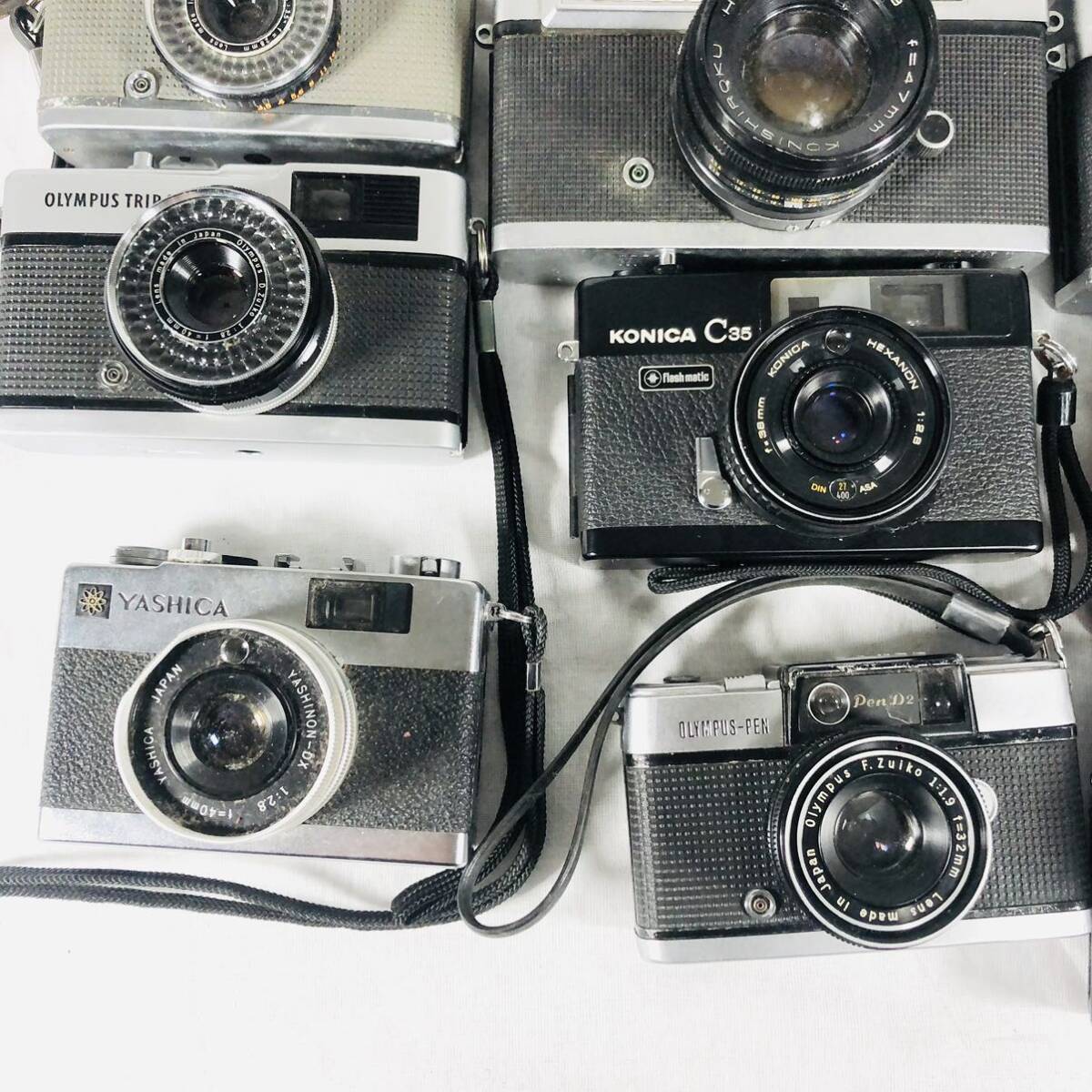 １円スタート　フィルムカメラ　12個まとめ売り　動作未確認　CANON OLYMPUS KONICA 金属カメラ_画像3