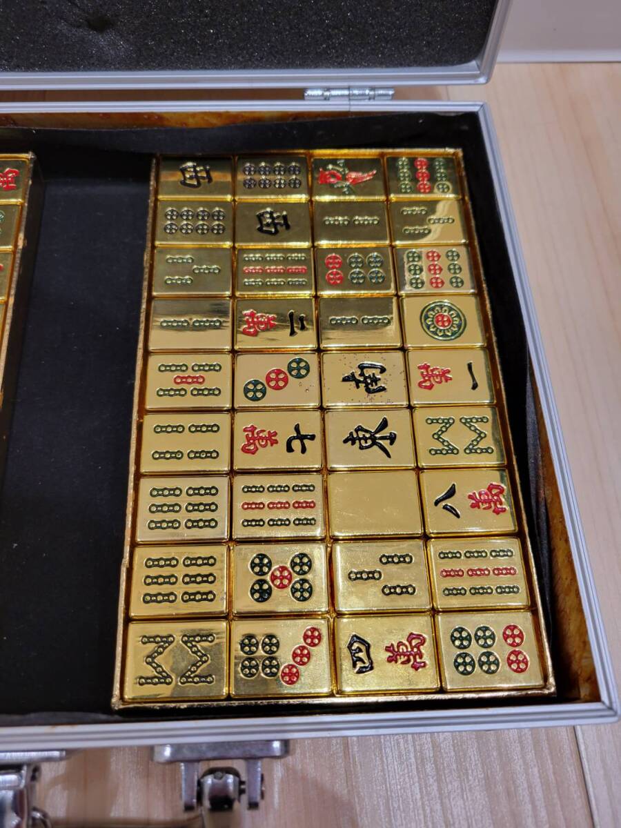 [OAK-3956FH]1 jpy start mah-jong . mah-jong set complete set gilding mahjong Gold case attaching high class used present condition goods hobby table game 