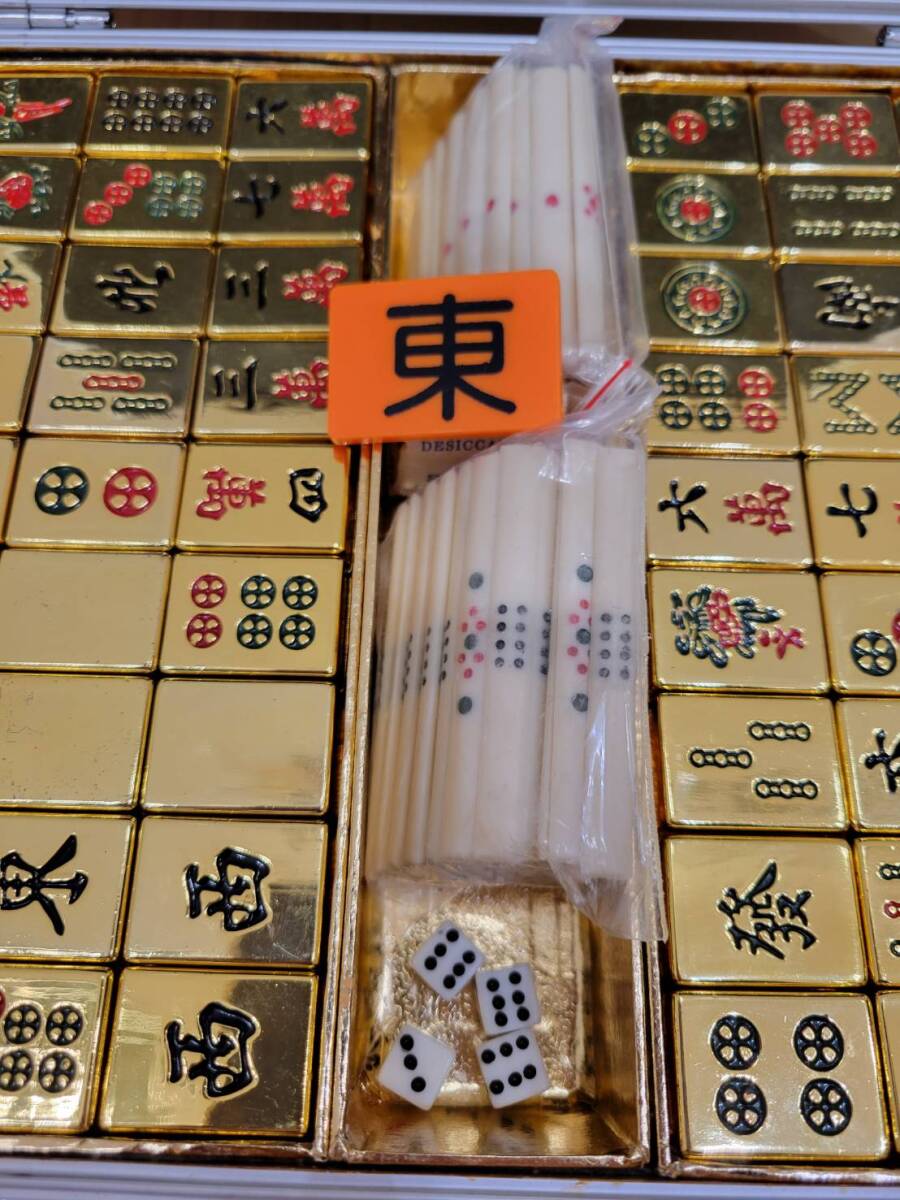 [OAK-3956FH]1 jpy start mah-jong . mah-jong set complete set gilding mahjong Gold case attaching high class used present condition goods hobby table game 