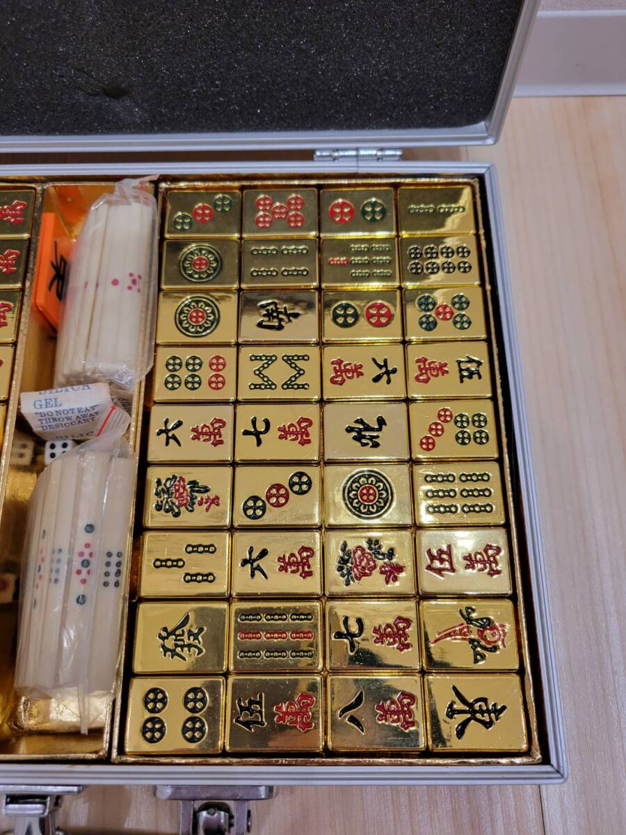 [OAK-3956FH]1 jpy start mah-jong . mah-jong set complete set gilding mahjong Gold case attaching high class used present condition goods hobby table game 