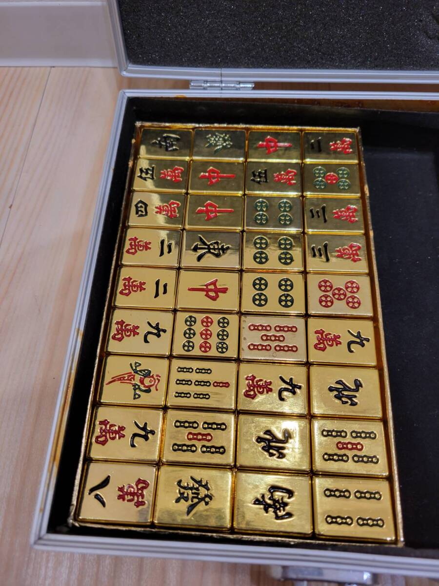 [OAK-3956FH]1 jpy start mah-jong . mah-jong set complete set gilding mahjong Gold case attaching high class used present condition goods hobby table game 