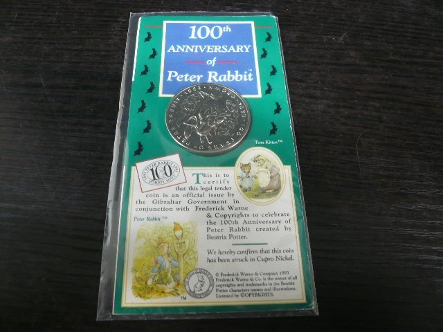 ◆H-78586-45 ジブラルタル 1993年 ピーター・ラビット 1クラウン 硬貨1枚 カバー付き_画像4