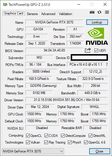 MSI GeForce RTX 3070 VENTUS 2X OC_画像7