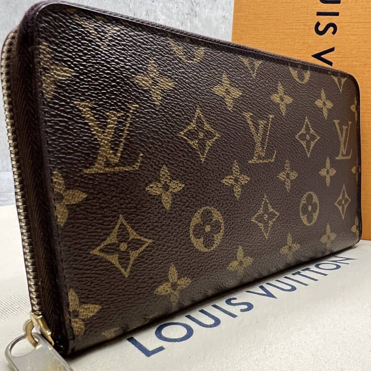 【極美品】ルイヴィトン LOUIS VUITTON ジッピーオーガナイザー 長財布 ラウンドファスナー モノグラム レザー ブラウン メンズ ビジネスの画像1