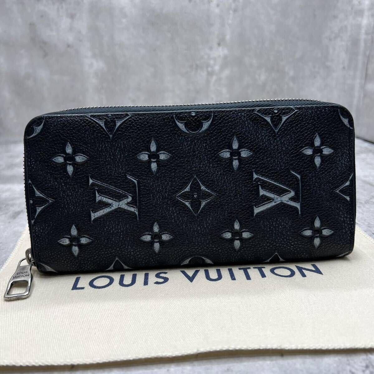 【現行 未使用級 完売品】ルイヴィトン LOUIS VUITTON ヴェルティカル 長財布 モノグラム カウハイド レザー 黒 メンズ ビジネス M81775の画像2