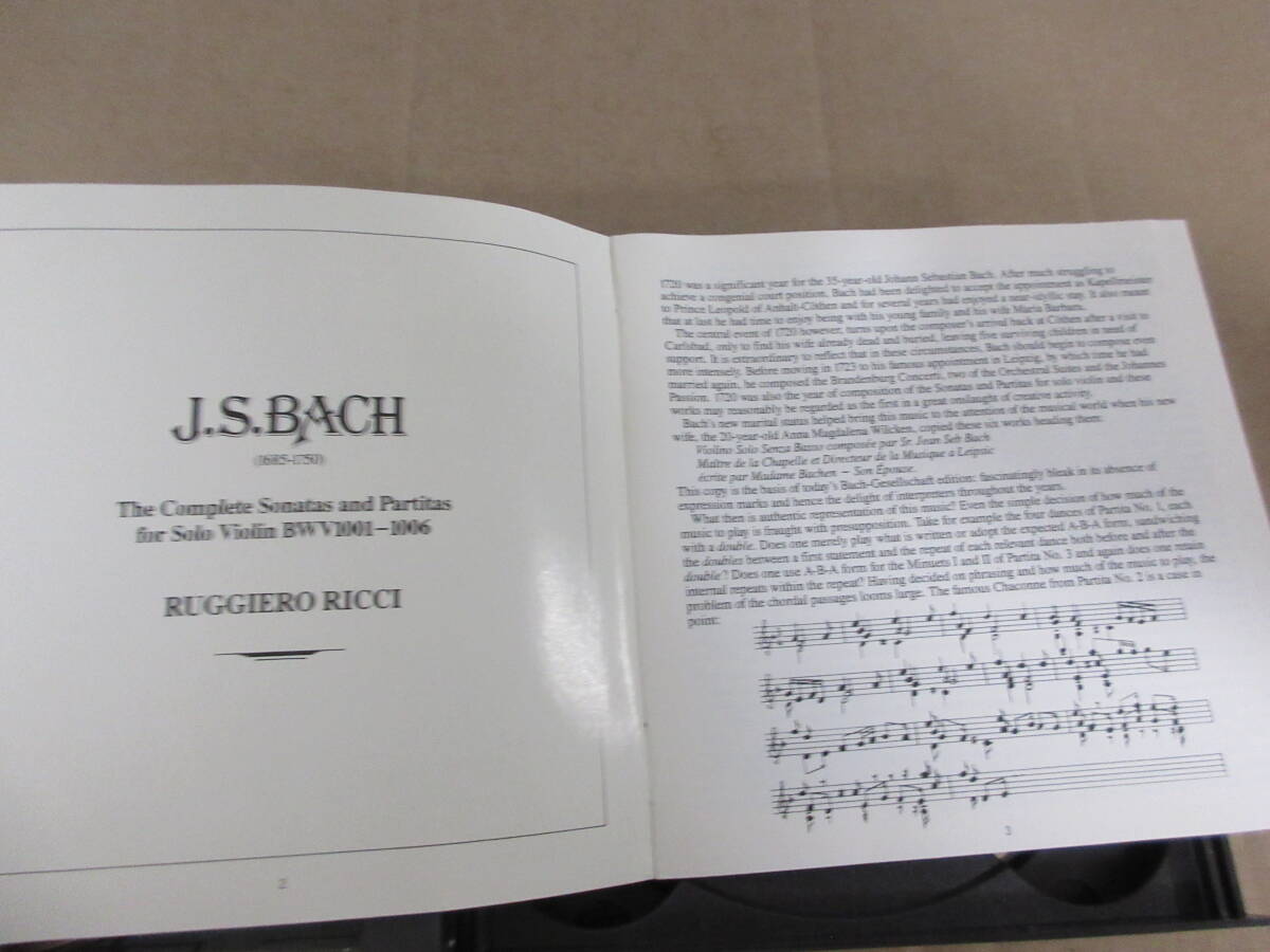  【UK UNICORN-KANCHANA直輸入盤2CD】 バッハ/無伴奏ヴァイオリンのためのソナタとパルティータ全曲 リッジェーロ・リッチ(vn) [1981年] ⑤_画像3