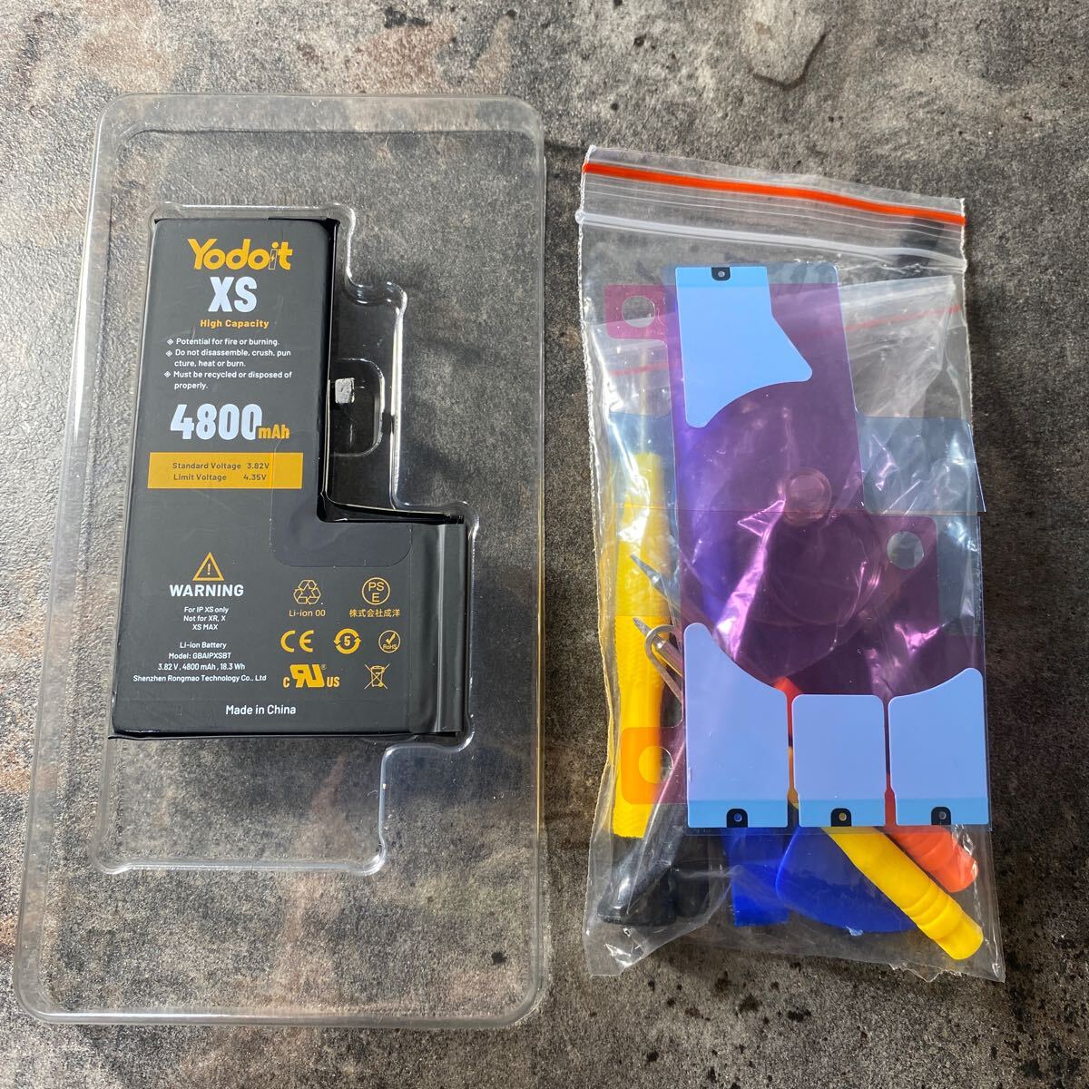 2305326☆ Yodoit 4800mAh iPhone XS バッテリー 大容量 修理キット 0サイクル 専門標準工具セット PSE 認証_画像1