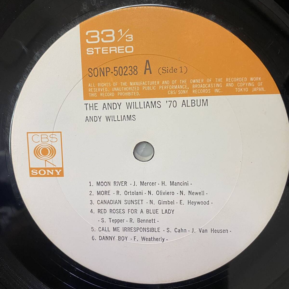 The Andy Williams '70 アルバム 2 LP-日本 ビニール-SONP-50238-9／1886_画像4