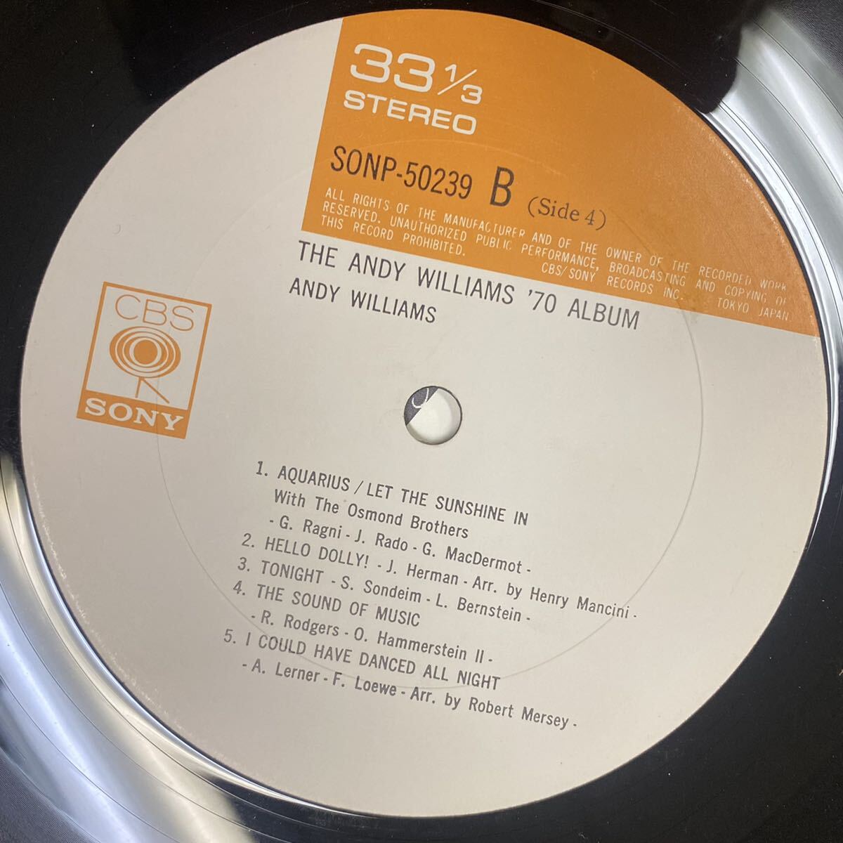 The Andy Williams '70 アルバム 2 LP-日本 ビニール-SONP-50238-9／1886_画像7