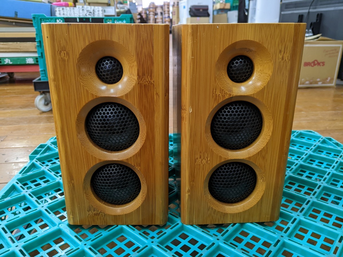 WB016 castle under industry SW-S25 SW speaker system speaker pair bamboo speaker sound out OK operation goods present condition goods 