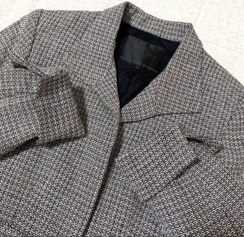 [ beautiful goods ] Reflect tweed suit setup jacket skirt belt attaching 42 large size 