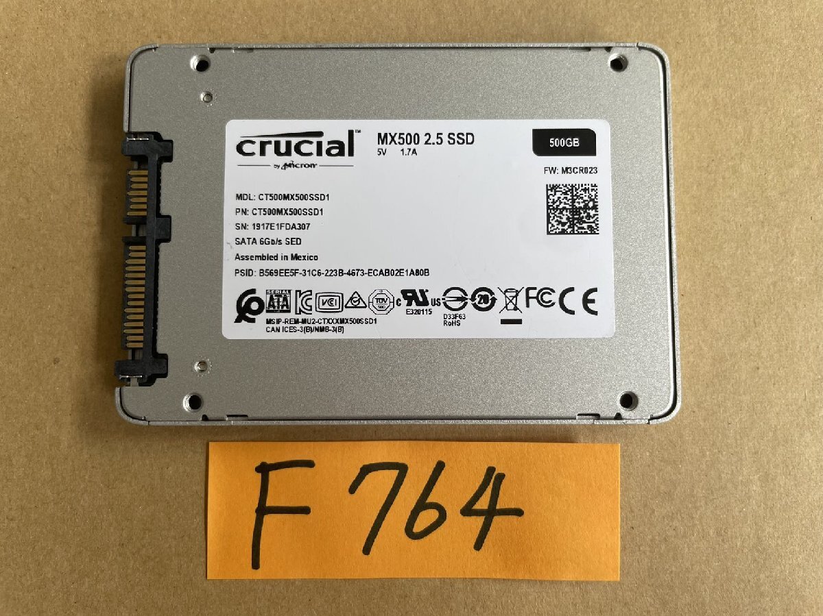 送料無料 Crucial CT500MX500SSD1 500GB SATA SSD500GB 使用時間829H★F764_画像3