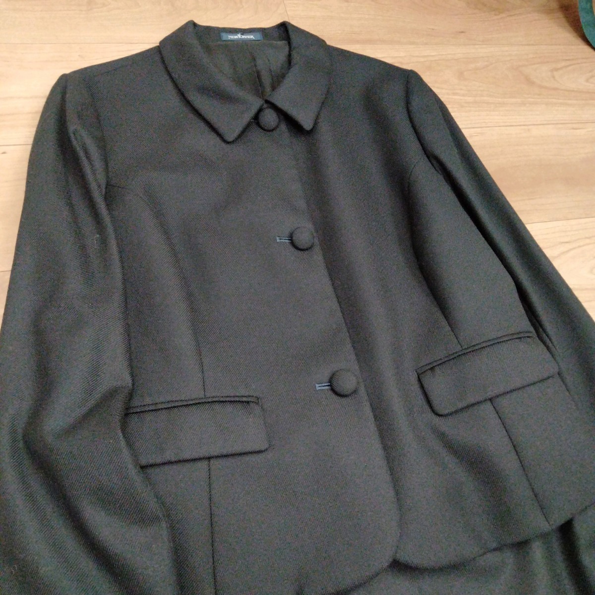 ニューヨーカー　ステンカラー ジャケット　スカート　セットアップ スーツ　大きいサイズ　19 お受験　濃紺_画像3