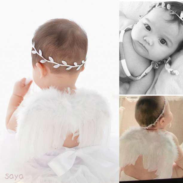 ニューボーンフォト 天使の羽 リーフバンド 赤ちゃん コスプレ ベビー 記念写真の画像3