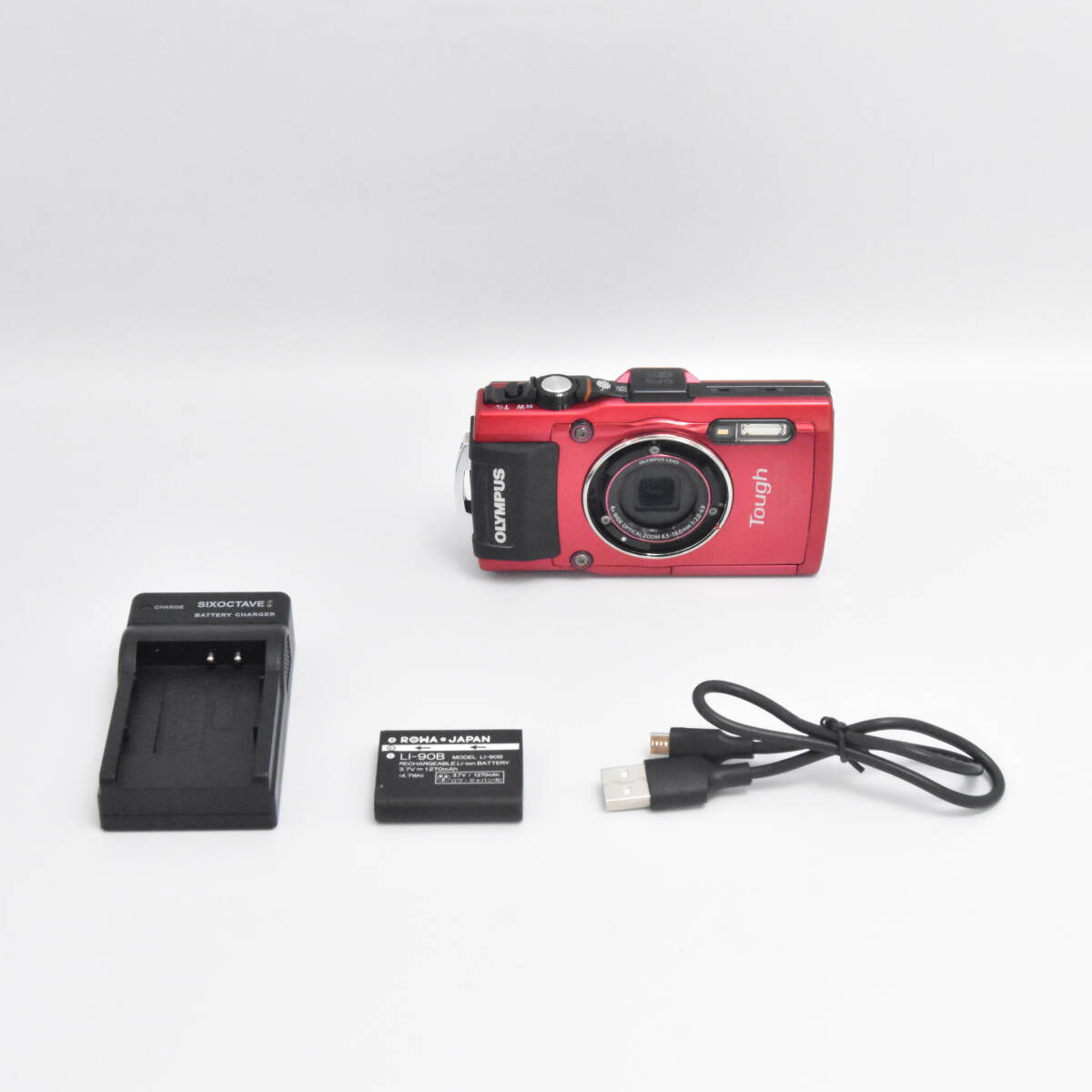 #B1867 OLYMPUS デジタルカメラ STYLUS TG-4 Tough レッド 15m 防水 100kgf耐荷重 GPS+電子コンパス&内蔵Wi-Fi TG-4 RED