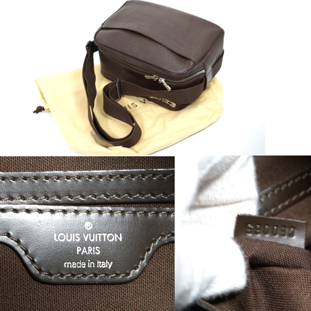 【美品】Louis Vuitton タイガ リポーター ショルダーバッグ グリズリ 茶 ブラウン 鞄 斜め掛け TAIGA BAG メンズ レディース M30158_画像10