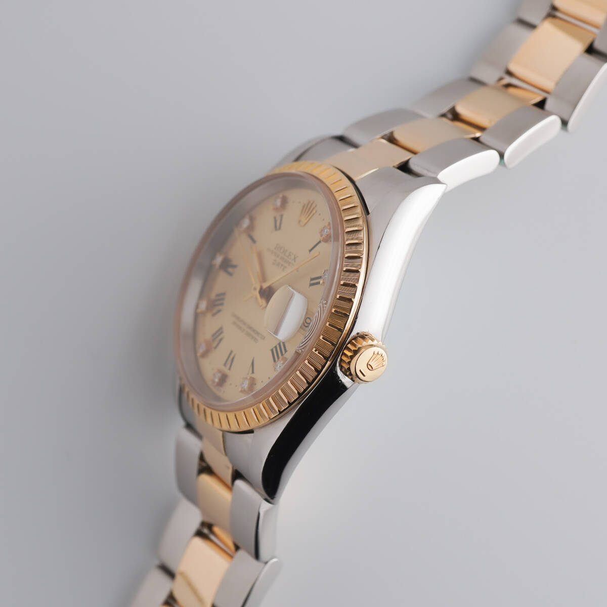 A1462 ROLEX ロレックス オイスターパーペチュアルデイト 15223 SS/YG メンズ 自動巻 ダイヤ10Pの画像3