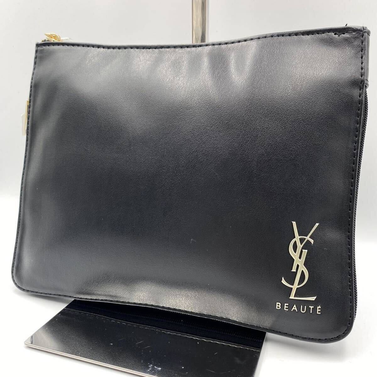 1円【新品未使用】YVES SAINT LAURENT YSL イヴサンローラン セカンドバッグ クラッチバッグ ロゴ 本革 メンズ ゴールド金具_画像1