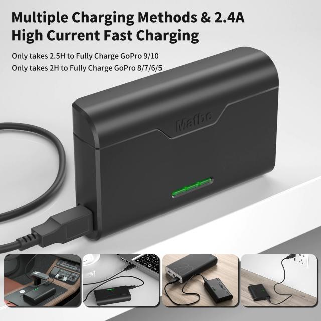 P Gopro battery charger go- Pro battery 3 piece same time high speed charger compact storage BOX type USB-C cable attaching 5/6/7/8/Hero9/Hero10/Hero11 all correspondence 