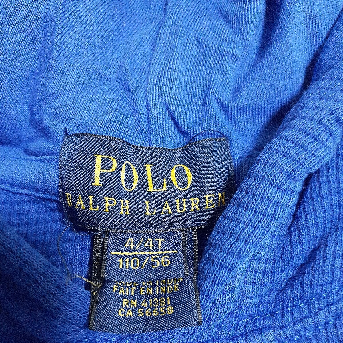 Polo Ralph Lauren ポロラルフローレン パーカー キッズ4T 110 ブルー　男の子　ブルー　ワッフル