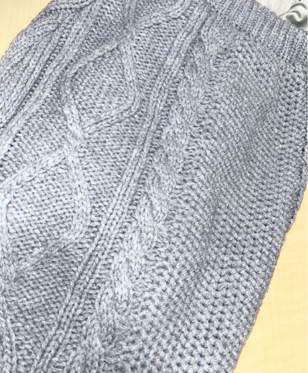 レディース　ボトムス　スカート　ニット　ロングスカート　カギ編み　グレー　灰 セーター　anap アナップ　ウエストゴム