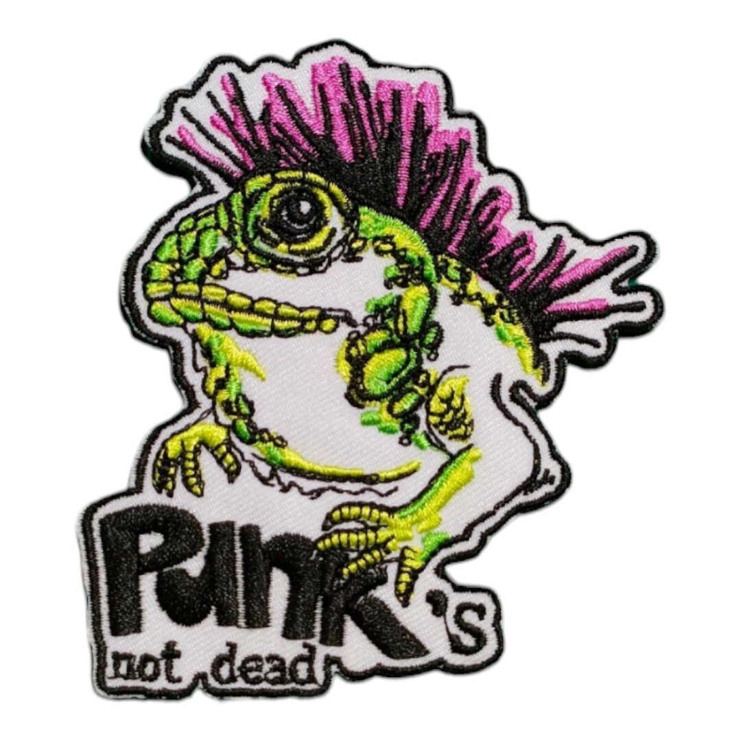 D-39【 アイロンワッペン 】 刺繍ワッペン アップリケ リメイク パンク PUNK ロック ROCK カエル 蛙 patch パッチ アイロンワッペンの画像1
