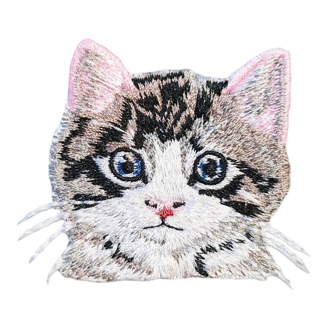 S-68【 アイロンワッペン 】 刺繍ワッペン アップリケ リメイク 猫 ネコ cat キャット アイロンワッペン patch パッチ wappen ワッペンの画像1